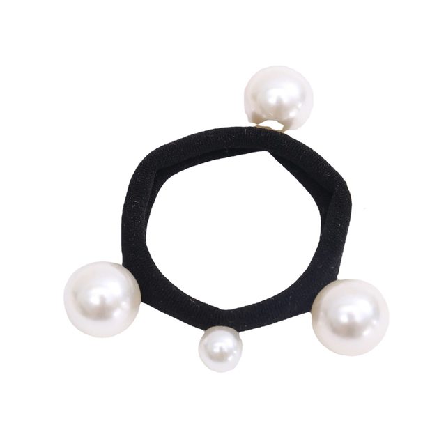 Korean nail pearl seamless black bow hair rope lace hair band rubber band fashionable ງ່າຍດາຍຜູ້ໃຫຍ່ແລະເດັກນ້ອຍ tie