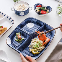 Japanese-style ceramic household creative small fresh grid plate dish plate Fast food plate Three grid plate Breakfast plate for one person