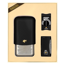 Cigar three-piece tool set sharp cigar scissors windproof lighter portable stainless steel cigar box gift box