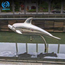 Hotel entrance stainless steel 3 dolphin combination pool ornaments large park square garden sketch sculpture