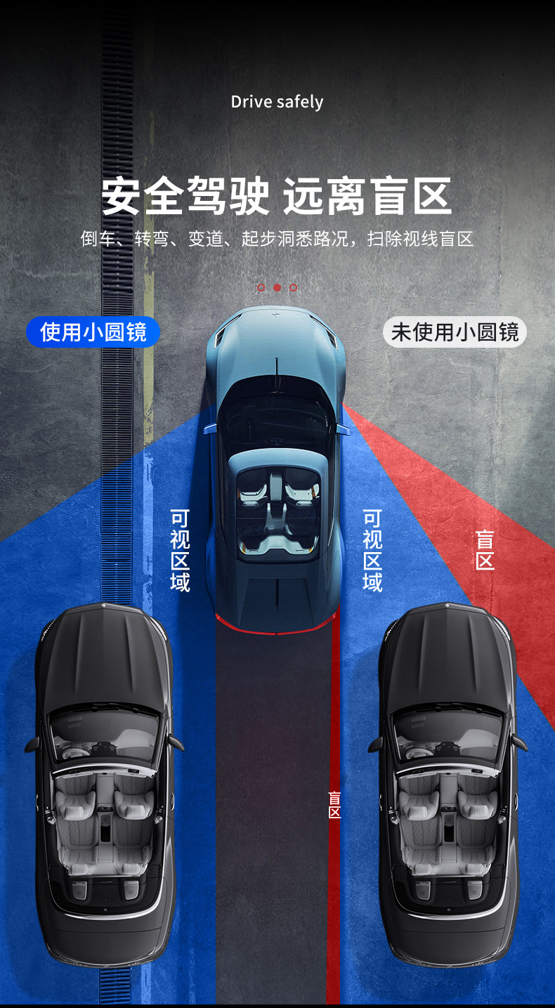 Car Rearview Mirror Small Round Mirror Blind Spot Reversing Frameless Auxiliary Reflective Mirror 360 Panoramic Wide-Angle Suction Cup Type