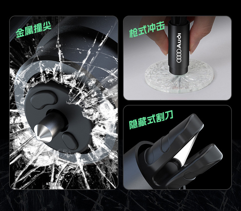 Window-Breaking Tool Car Window Breaker with Cutter Safety Hammer Vehicle-Mounted Lifesaving Glass Escape Tool Multifunctional Car Window