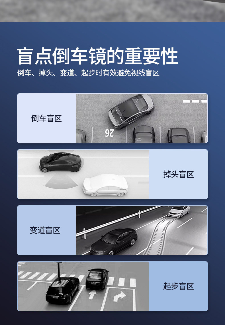 Car Reversing Rearview Mirror Suction Cup Small Round Mirror 360-Degree Rotating Blind Spot Mirror Ultra-High Definition Auxiliary Reflector