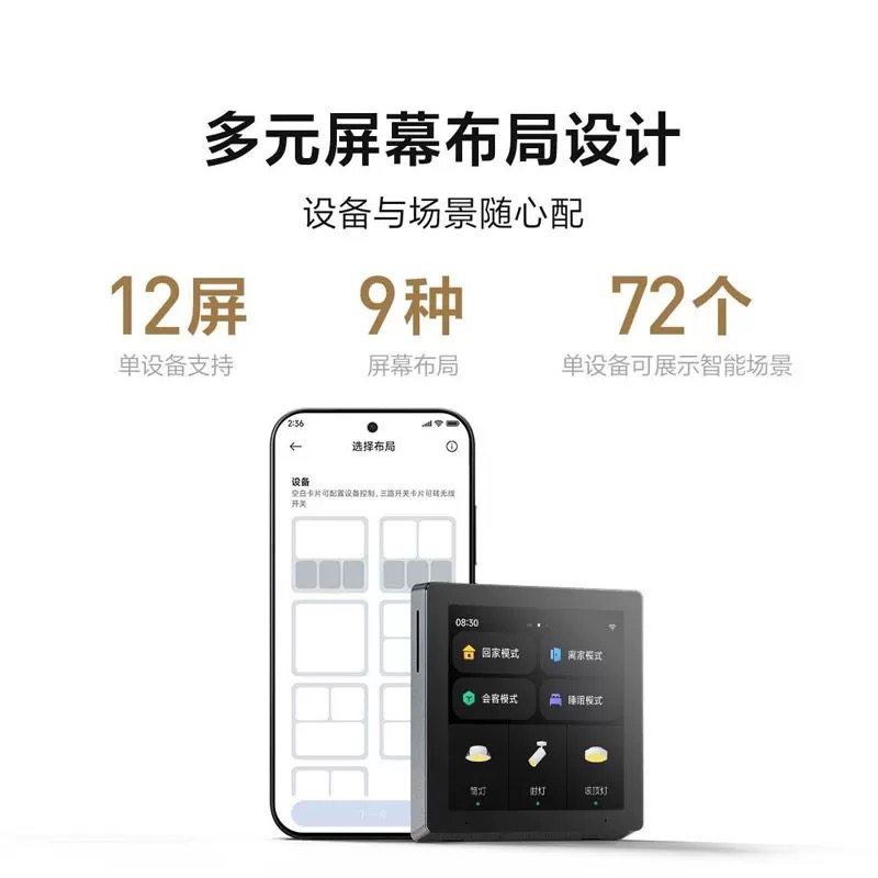Xiaomi Smart Central Control Screen, Whole-House Smart Device Linkage and Coordination, Voice Control, Touch Control, Xiaoai Bluetooth Mesh 2.0
