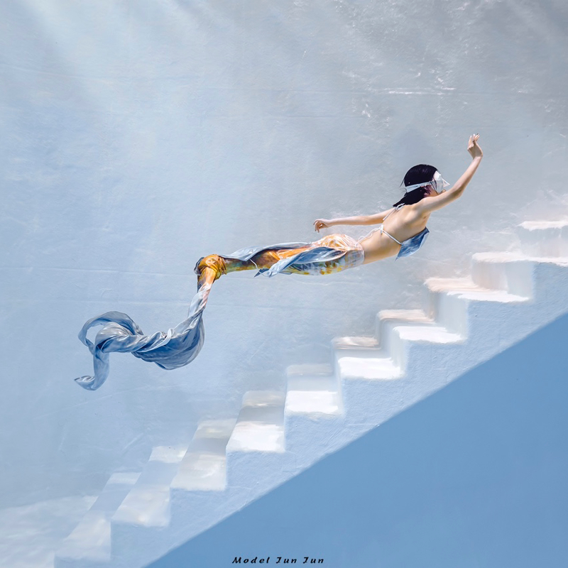 Yk Ultra-Light Buingbuing Gold Foil Mermaid Tail Swimsuit for Aquarium Diving Photography, Sexy Fish Skin