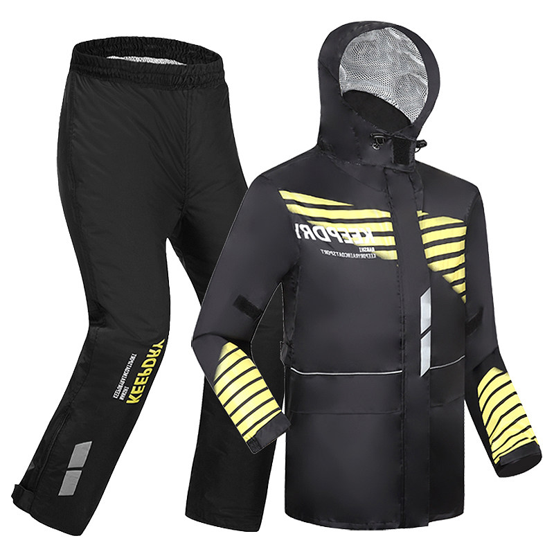 Raincoat rain pants suit back opening and closing men's two-piece waterproof motorcycle riding raincoat thickened