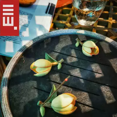 Laughing flower tea pet ornaments ceramic flower handmade personality creative tea play tea plate decoration boutique Zen line fragrance insert