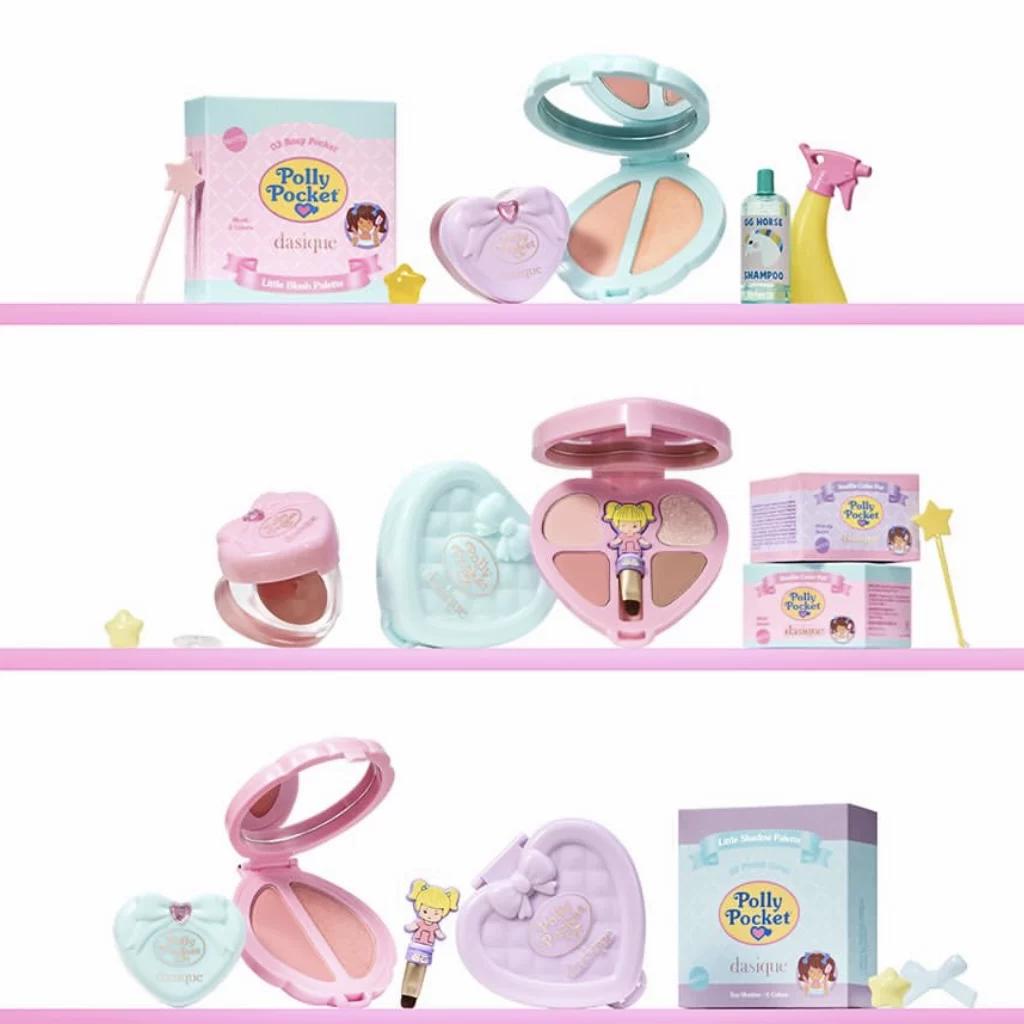 Новый корейский дизайн Polly pocket ко-брендированная карманная тени для глаз румяна помада и щёки двойного использования