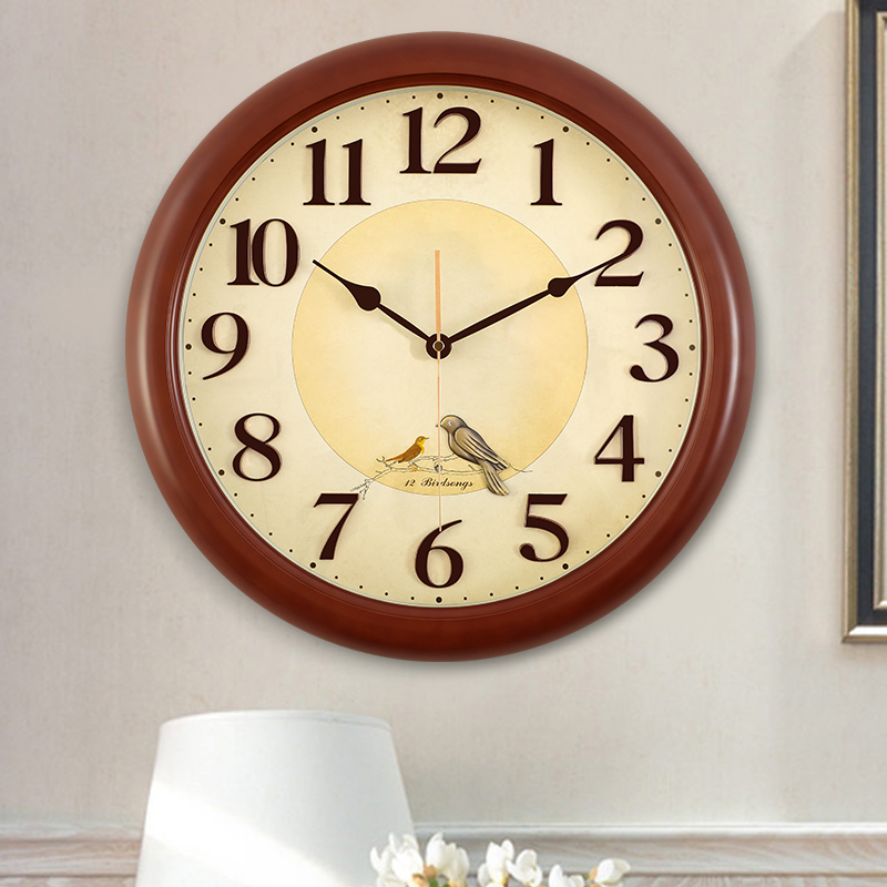 Modern minimalist hanging clock Living room mute Large Number of round Birds of the day Home Fashion Decorative Quartz Clock Watch