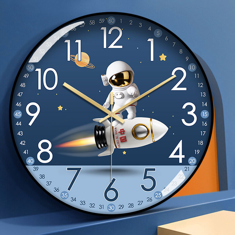 Children's room Astronauts hanging clocks Cartoon Cute Astronaut Bedrooms Silent Hanging Watch Home Fashion Round Clock Table-Taobao
