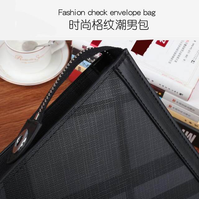 Men's handbags large capacity big brand clutch bag men's business casual clutch bag trendy brand men's plaid clip bag large capacity