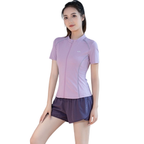 Yoga Suit Femme New Summer Cardiovert Short Sleeve Professional Fitness Room With Pocket Mobile phone shorts sportswear