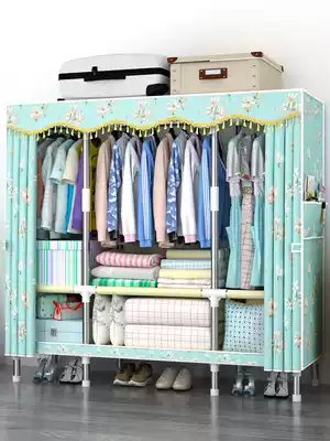 Simple wardrobe steel pipe thickened cloth cabinet thickened reinforced rental room household bedroom net celebrity storage cabinet wardrobe