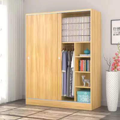 Wardrobe home bedroom rental room with simple modern sliding door solid wood cabinet small children's simple wardrobe