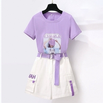 Single suit womens summer 2020 new small temperament foreign style age-reducing girls summer fashion shorts two-piece set
