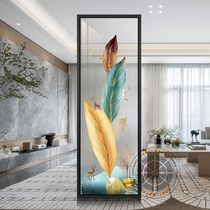 Art glass partition Light luxury modern home entrance Living room bathroom Wet and dry screen Matte translucent youth section