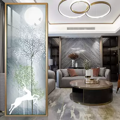 Art glass aisle entrance Living room Lucky and safe custom screen partition Tempered frosted light transmission process Light luxury