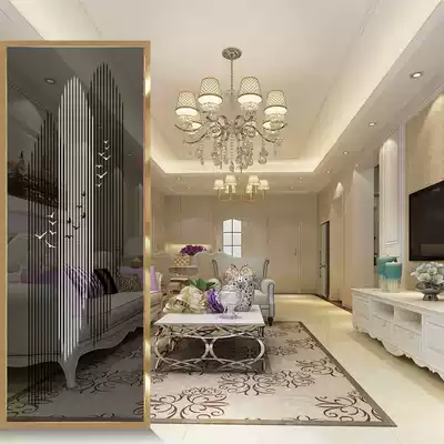 Art glass screen household simple light luxury porch living room dressing room small household partition light transmission process customized