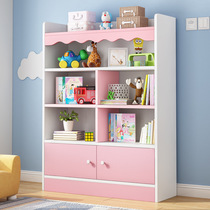 Childrens bookshelves bookcase shelves floor small containing cabinet with door Easy net red short cabinet storage student girl