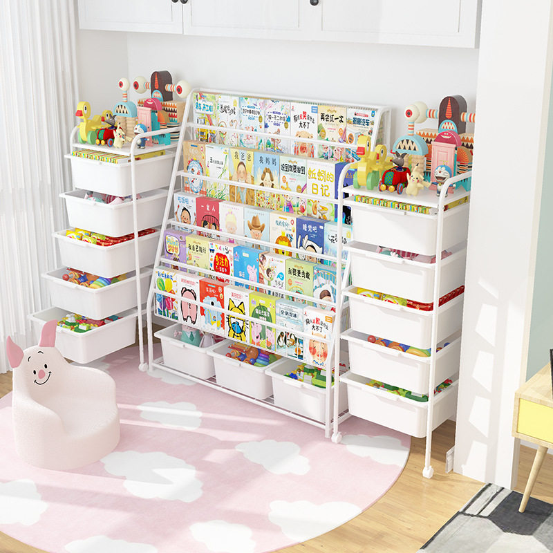 Children's toy bookshelf two-in-one storage shelf book one baby picture book shelf large-capacity finishing cabinet
