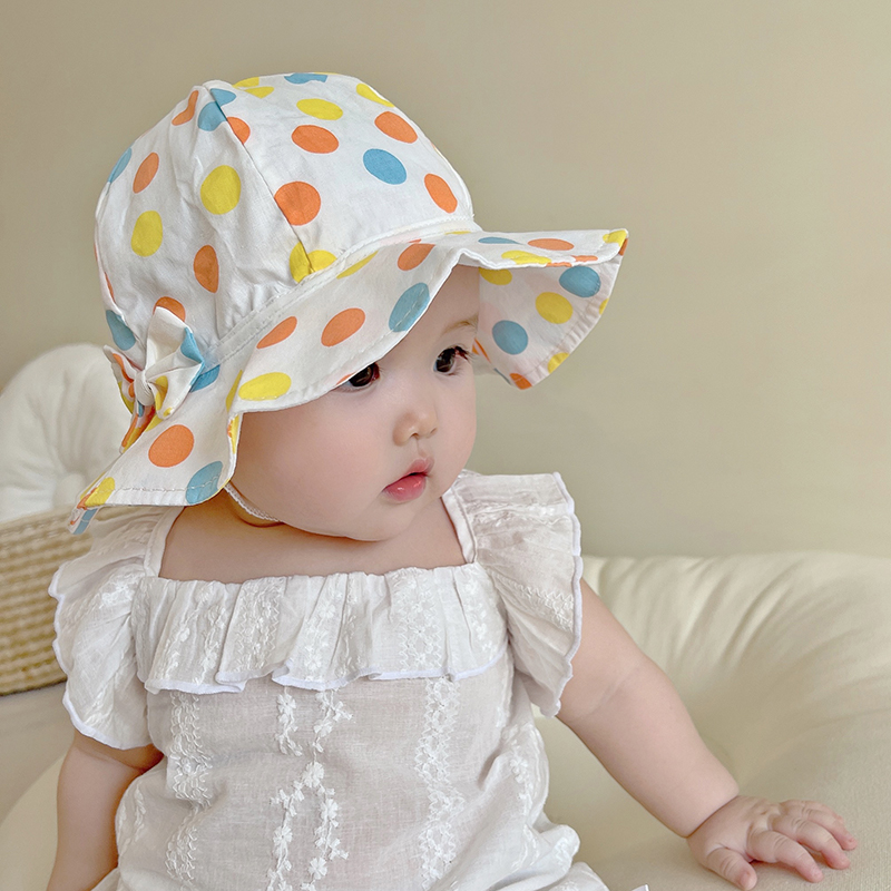 Baby hat summer thin sun hat 3-16 months gauze cotton spring and summer sunscreen male and female baby fisherman hat