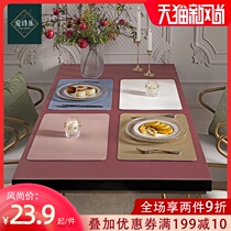 Leather pu placemat Solid color Nordic ins wind waterproof and oil-proof leave-in simple modern plate pad pvc household table mat