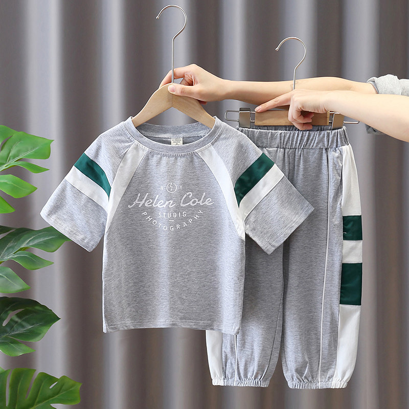 South Korean boys suit summer clothing children casual clothing 2022 Summer new baby Yangsends small and medium children with two sets