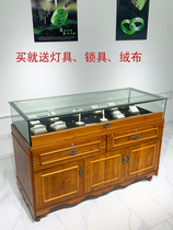 Solid Wood Jewelry Exhibition Cabinet Antique Museum Retro Glass Exhibition Cabinet Ornament Emerald Jewelry Custom Jade Counter