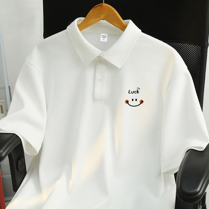 Summer Hong Kong Style Short-Sleeved T-Shirt for Men, Casual Versatile Polo Shirt with a Loose Fit, Trendy Pure Cotton Top Summer Hong Kong Style Short-Sleeved T-Shirt for Men, Casual Versatile Polo Shirt with a Loose Fit, Trendy Pure Cotton Top
