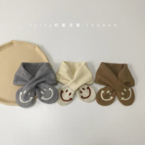 ins Korean version of smiling face baby scarf infant and toddler scarf for boys and girls autumn and winter windproof warm wool knitted