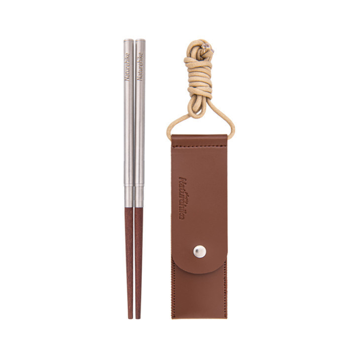 Norwegian guest Naturehike Senlei folding chopsticks Chicken Wings Wood Red Sandalwood Chopsticks Outdoor Barbecue Picnic Solid Wood Cutlery