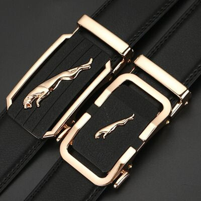 新款男豹子磨砂自动扣二层牛皮带