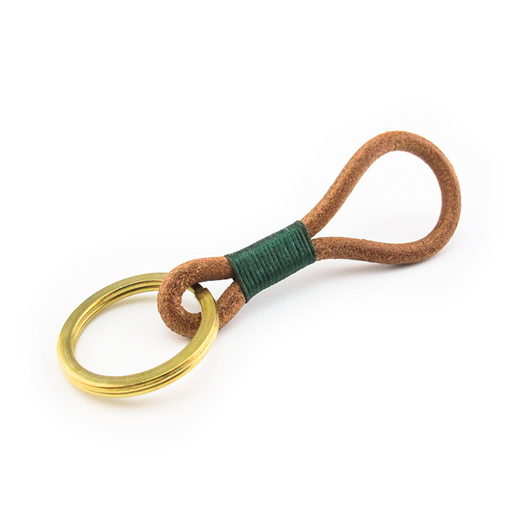 Original creativity Simply retro personality customized manual brass truly cow leather rope car keykkchain for men and women