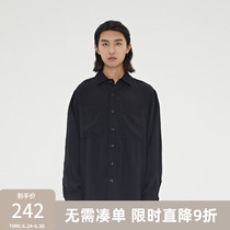 BONELESS 2021AW made old texture irregular large patch pocket long sleeve shirt American high street pure color shirt