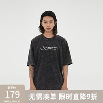 BONELESS Basic grass Write LOGO washing process Half sleeve TEE loose short sleeve T-shirt tide card