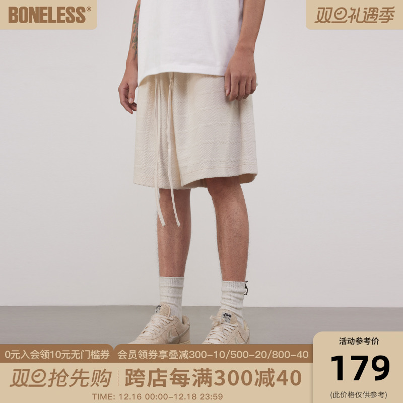 BONELESS Custom Twist Floral shorts American High Street Tide Cards Loose wide leg Rope Casual Pants-Taobao