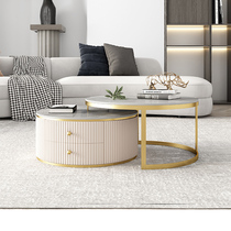 Nordic Rockboard Round Tea Table Small Family Type Modern Light Lavish Balcony Living Room Home Minima Size Round Tea Table Combinations