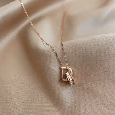 Korean necklace female d letter light luxury niche choker advanced design sense sterling silver 2021 new female fashion