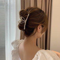 Korean Pearl hairclip back of the head shark clip grab clip female summer large hair temperament clip headdress niche high end