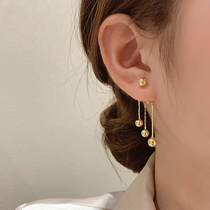 Korean bean tassel earrings 2021 New Tide summer long earrings retro premium luxury temperament