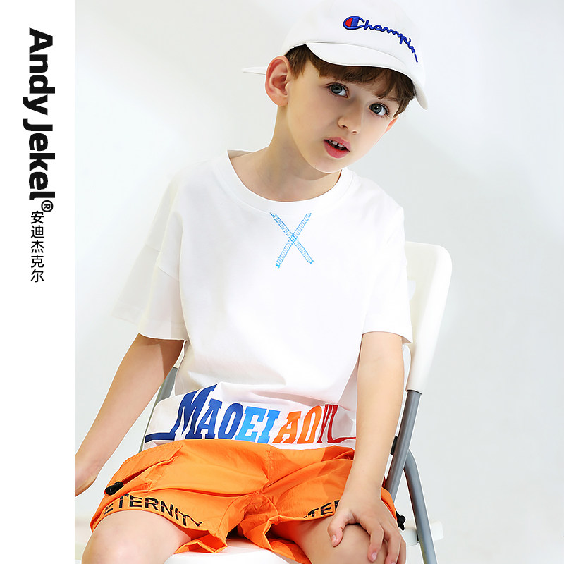 (Summer New) Children short sleeve T-shirt pure cotton boy half sleeve T-shirt tide CUHK Scout boy dress 2022