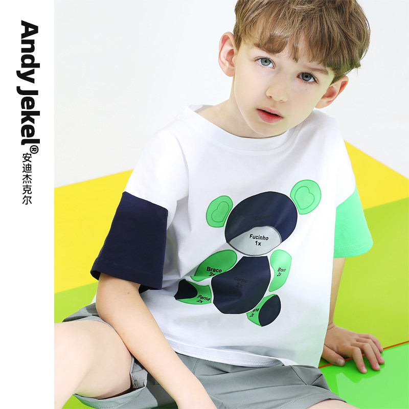 (Summer New Style) Boys Short Sleeve T-Shirt Cotton Children's T-Shirt Trendy Big Boy Western Style Half Sleeve Children's Clothing 2022