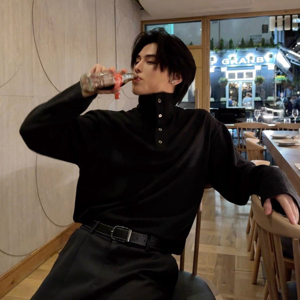 Amorshot British Knight 3.0 Warm Velvet Turtleneck Long-Sleeve T-Shirt, Vintage and Elegant Base Layer
