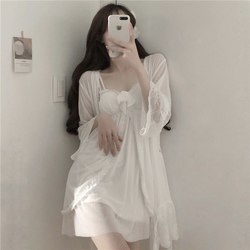 Palace style lace lace lace lace lace lace sleepy dress hanging two pieces of retro princess wind gauge thin sleepy dress home suit