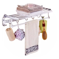 Space aluminum bathroom towel rack storage rack no punching bathroom toilet storage rack bathroom folding towel rack