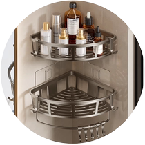 Triangular bathroom rack without punching holes bathroom shelf washbasin corner storage wall-mounted supplies