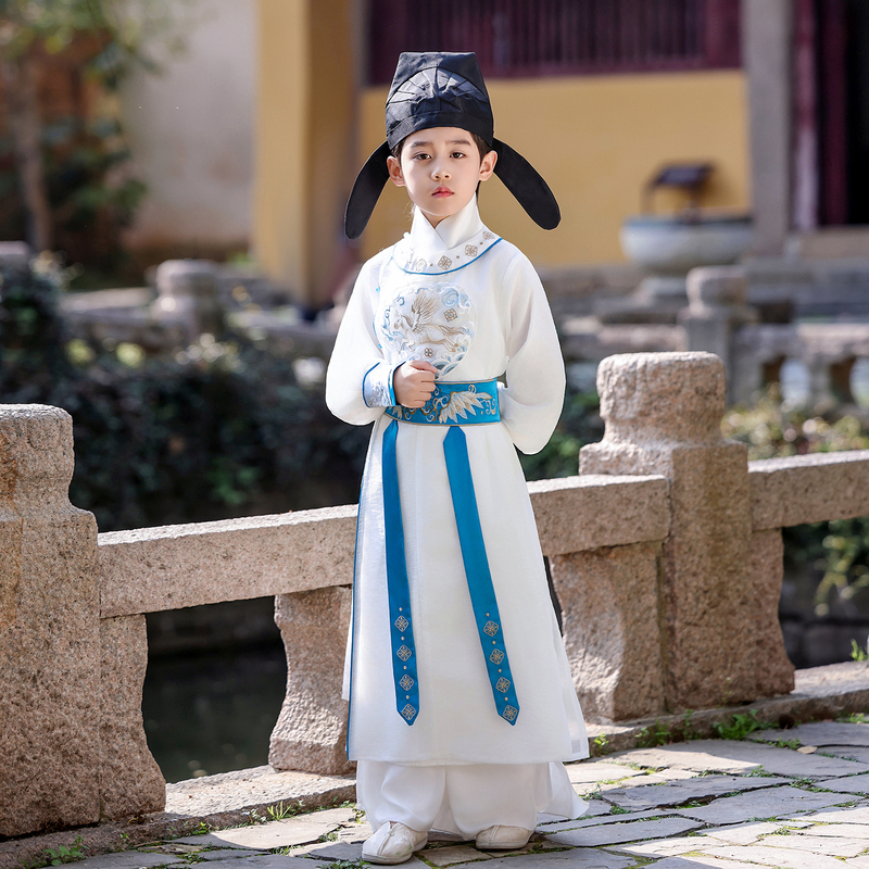 Original Hanfu for Boys, Summer Style, Children's Clothing in the Style of Li Bai from the Tang Dynasty, Traditional Chinese Style, Little Gentleman Scholar Poet Recitation Performance Original Hanfu for Boys, Summer Style, Children's Clothing in the Style of Li Bai from the Tang Dynasty, Traditional Chinese Style, Little Gentleman Scholar Poet Recitation Performance