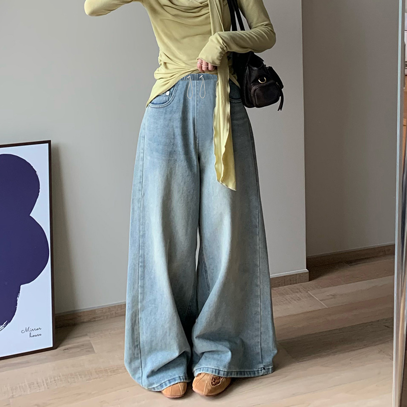 Maternity Light Blue Flared Wide-Leg Jeans, Spring and Summer New Style, Loose, Slimming, Drapey Bell-Bottom Pants
