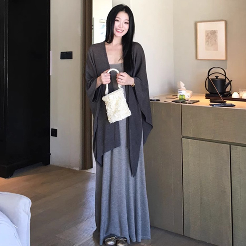 Maternity Suit, French-Style High-End Knitted Sun-Protective Cardigan Top, Suspender Dress, Spring and Autumn New Two-Piece Set, Trendy