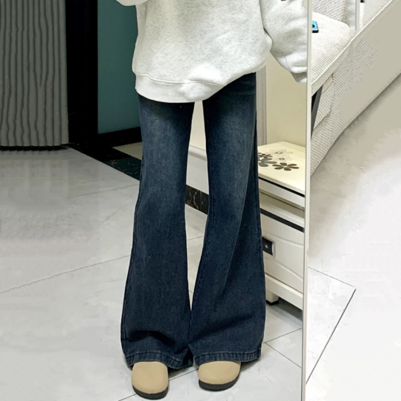 Maternity American Retro Blue Flared Wide-Leg Jeans, New Spring and Autumn Style, Loose, Casual, Slimming, Drapey, Floor-Length Pants